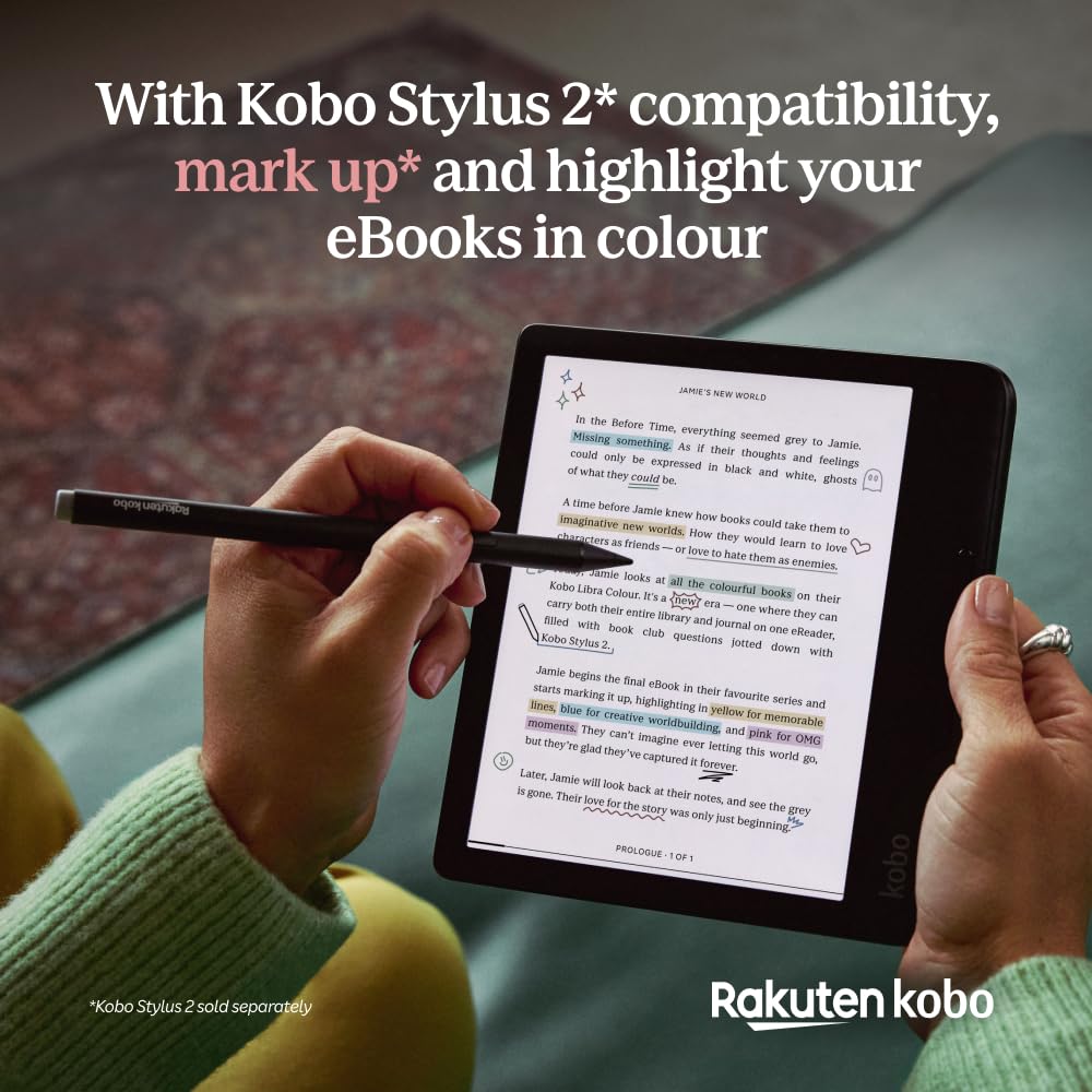 Kobo Libra Colour | eReader | 7” Glare-Free Colour E Ink Kaleido™ 3 Display | Dark Mode Option | Audiobooks | Waterproof | (Black)