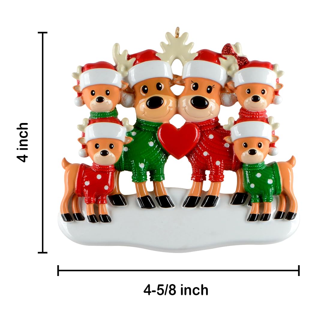 Sweater Reindeer Family Christmas Ornaments 2026, Personalized Deer Family of 6 Ornament, Cute Reindeer Holiday Decoration, Custom Christmas Keepsake Gift for Grandparents and Holiday Reunion