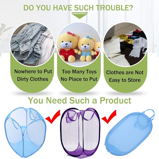 RZJZGZ Foldable Pop-Up Mesh Laundry Hamper
