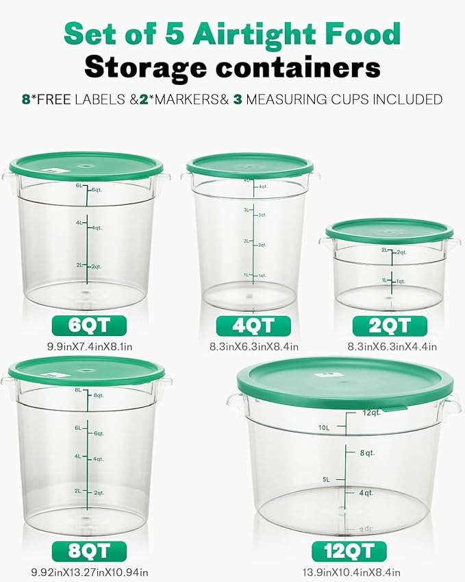 4QT NSF Round Food Storage Containers