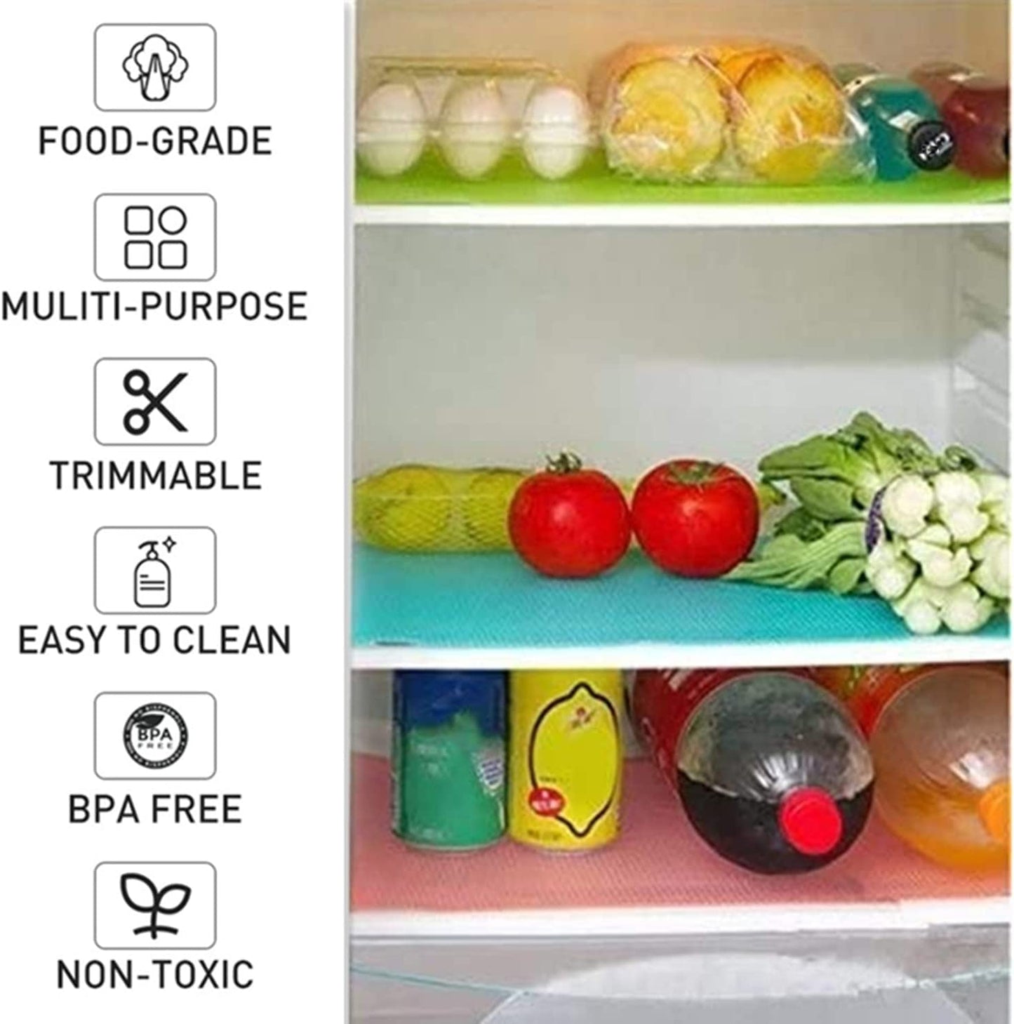 Aiosscd 15PCS Shelf Mats Refrigerator Liners Washable Refrigerator Pads Fridge Mats Drawer Placemats Home Kitchen Gadgets Accessories Organization for Top Freezer(5green+5pink+5blue)