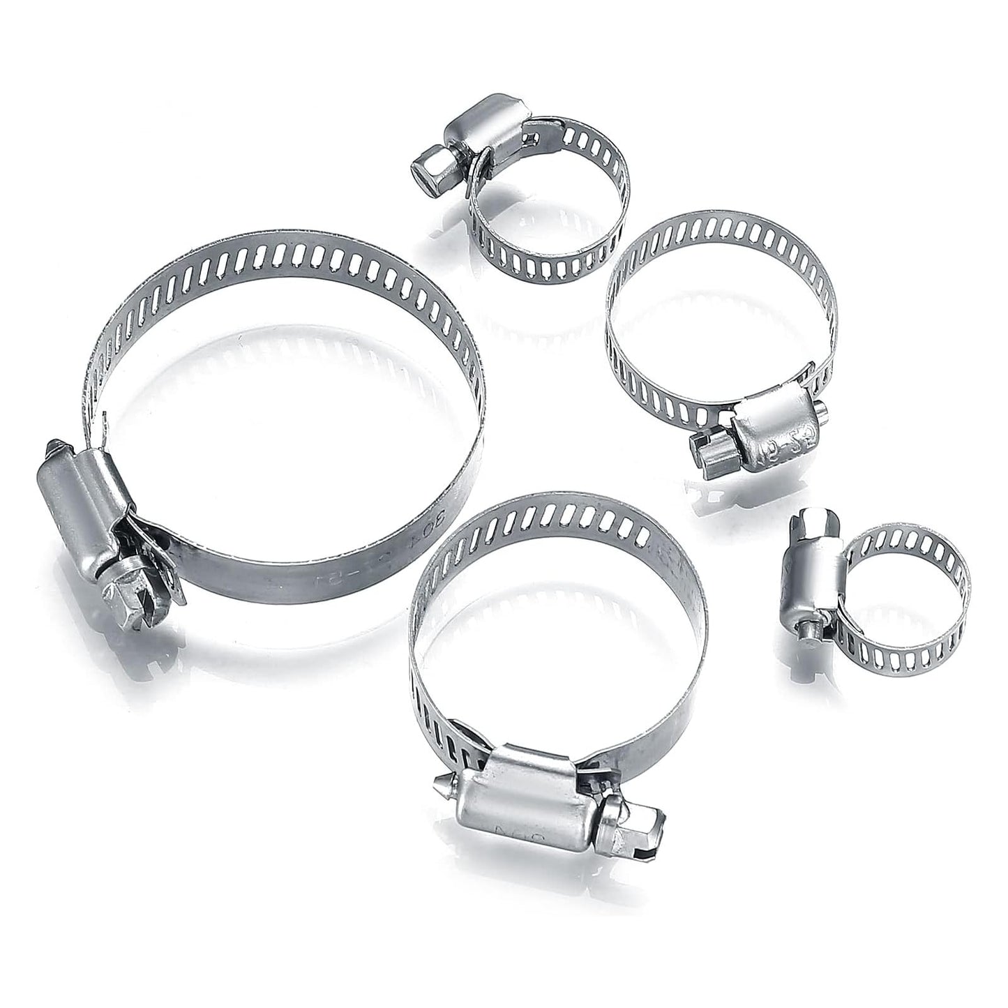 20Pcs Adjustable Stainless Steel Hose Clamps Assortment Kit, 1/4-2 in (6-51mm) Worm Gear Pipe, Fuel LineHeavy Duty for Plumbing, Washing Machine, Mechanical,Garden and Automotive Hose Connections