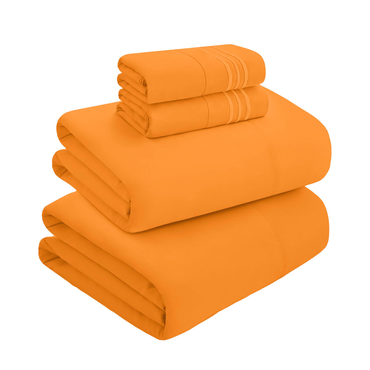 Mocassi Full Size 4-Piece Bed Sheet Set - 1800 Premium Hotel Quality Microfiber 18-24 Inches Extra Deep Pocket Fitted Sheet- Luxury Soft, Breathable, Wrinkle, and Fade Resistant, Orange