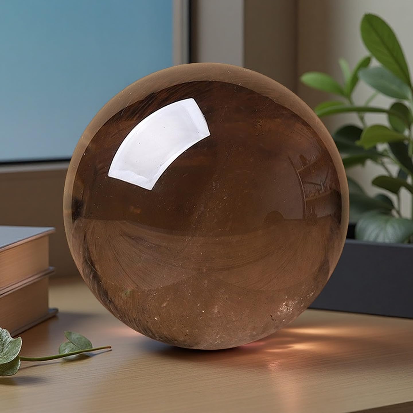 DUKIZA Large Smoky Quartz Crystal Ball Real Crystals Ball Clear Crystals Sphere for Home Decor (Smoky Quartz, 5.5-6cm)