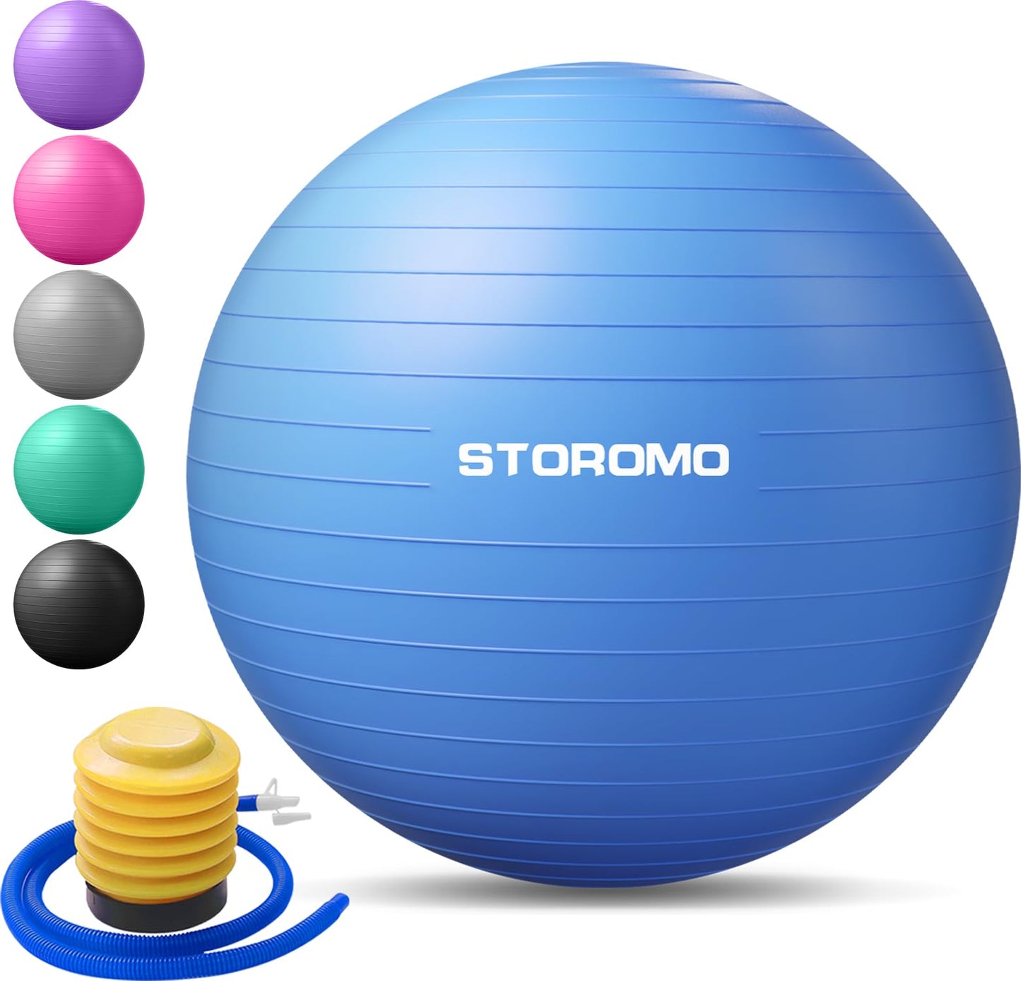 STOROMO Exercise Ball,Yoga Ball(with Exercise Tutorial),Extra Thick Non-Slip,Holds 2500 lbs, Workout Ball for Pregnancy Birthing and Balance Stability (Blue, 45cm/17.7in)