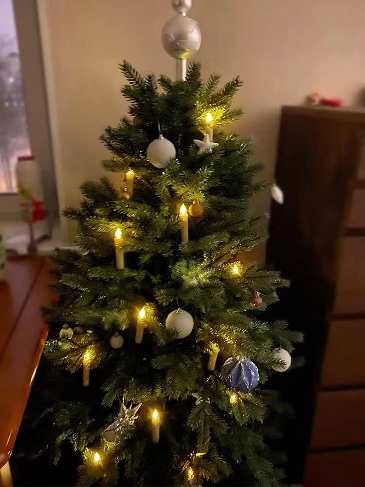xunhuimemory 10PCS LED Flameless Taper Candles Flickering with Remote Timer, Battery Operated Christmas Tree Candles, Warm White Window Lights Clips, Perfect for Christmas, Home Decoration