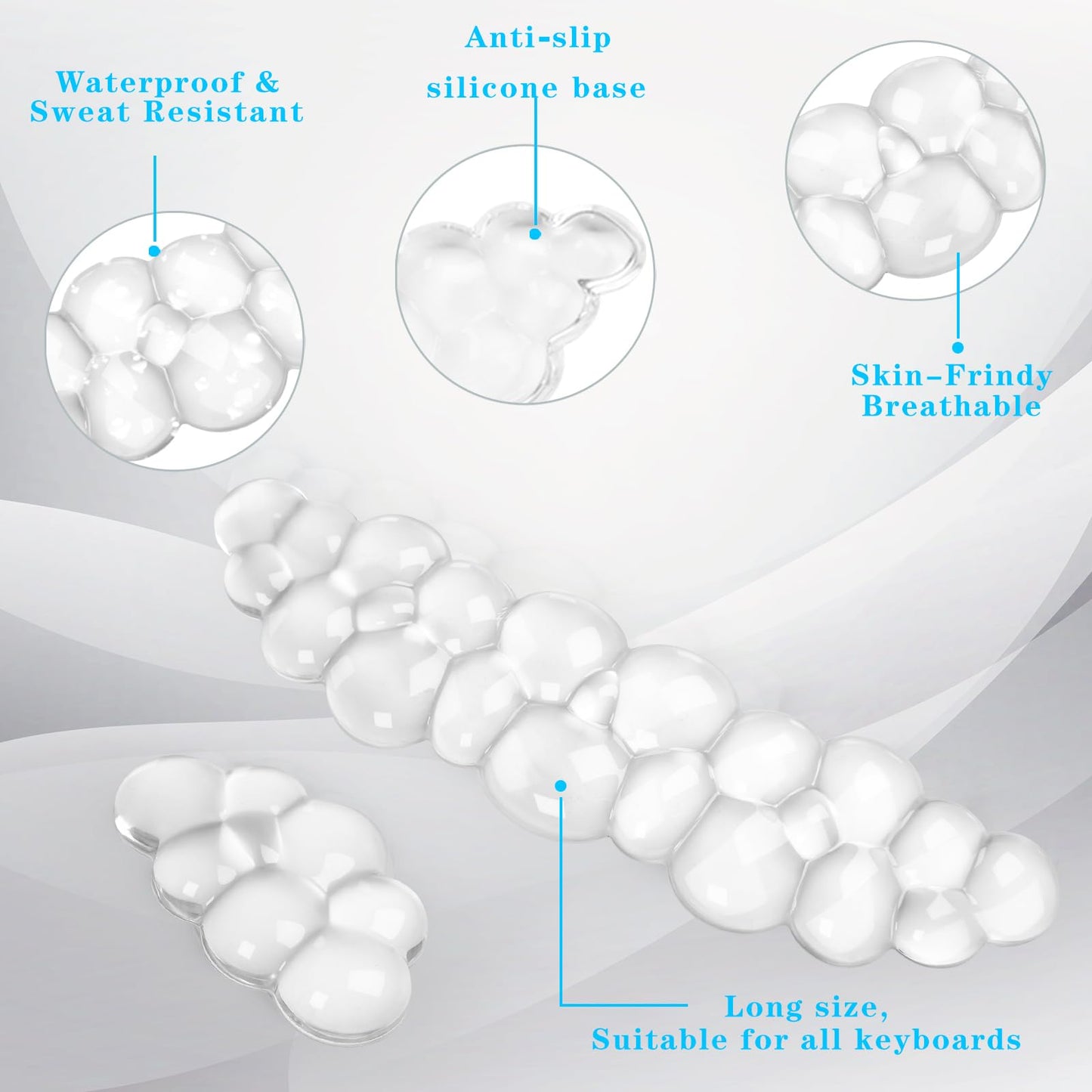 Gel Cloud Keyboard and Mouse Wrist Rest, Cute Wrist Support and Arm Support Keyboard Rest for Keyboard and Mouse Typing Pain Relief,Suitable for Office/Computer/Laptop/Gaming(White)
