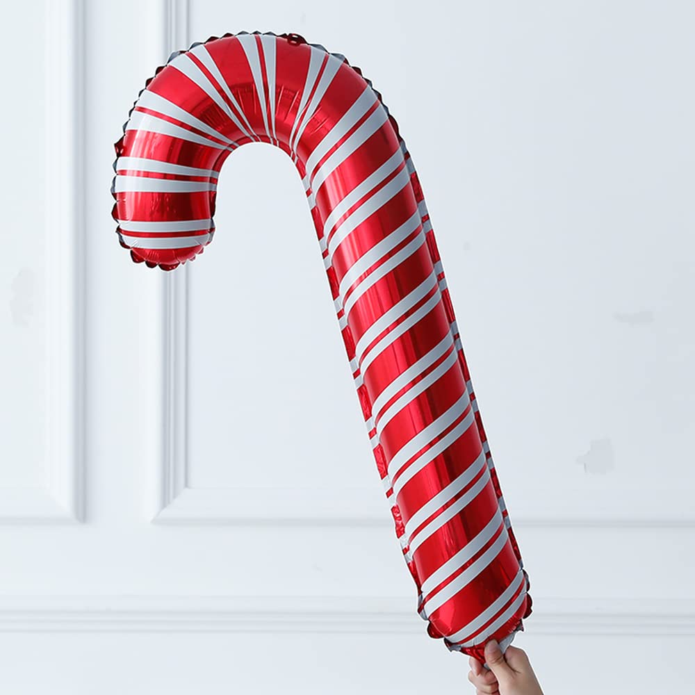 142 Pcs Christmas Balloon Garland Arch Kit with Xmas Red and white Candy Cane foil Balloons, Red White Candy Balloons for Christmas Party Decorations Birthday Supplies