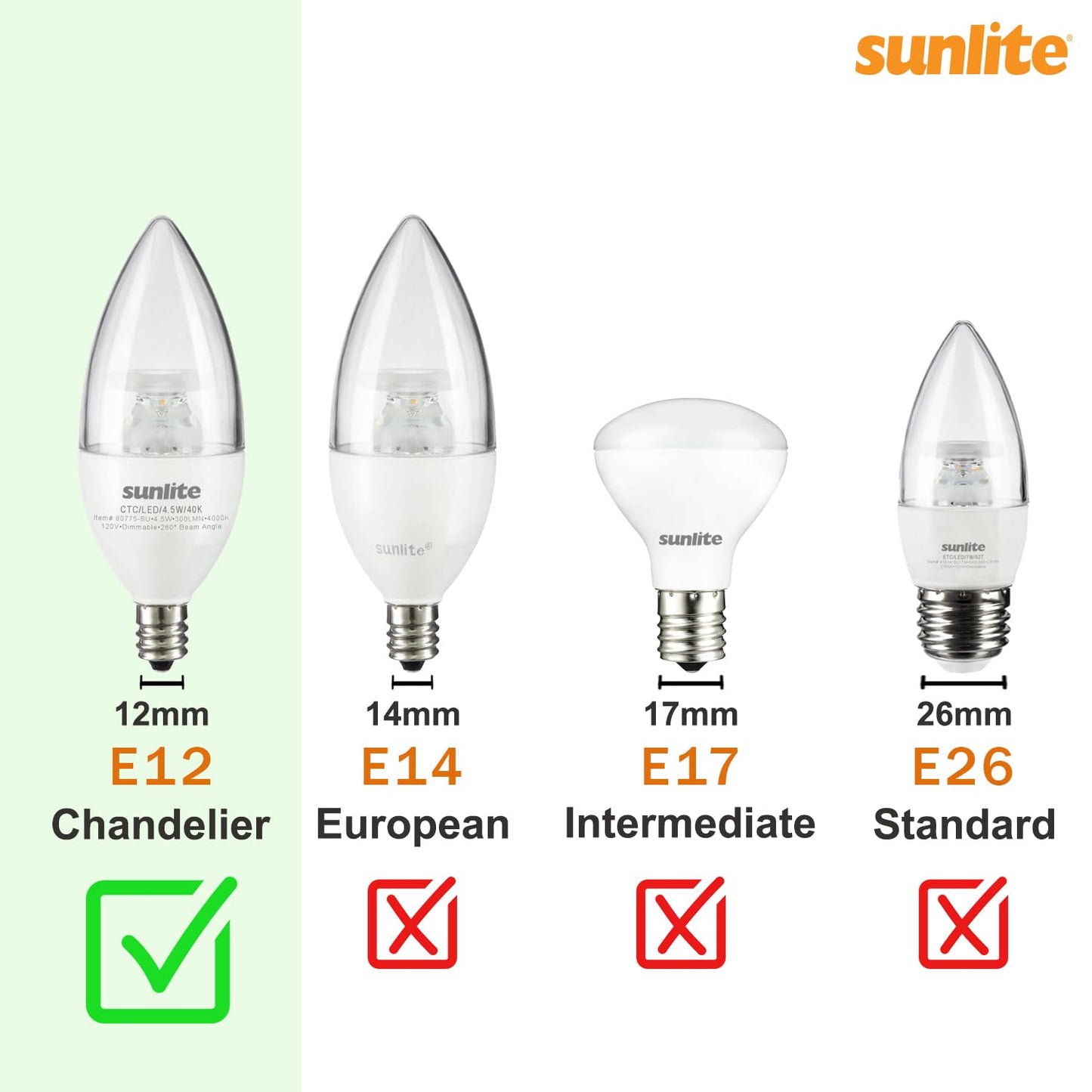 Sunlite 01260 7C7 Incandescent Bulb, 7 Watt, Candelabra E12 Base, C7 Small Night Light, Colored Bulb, Green, 25 Count