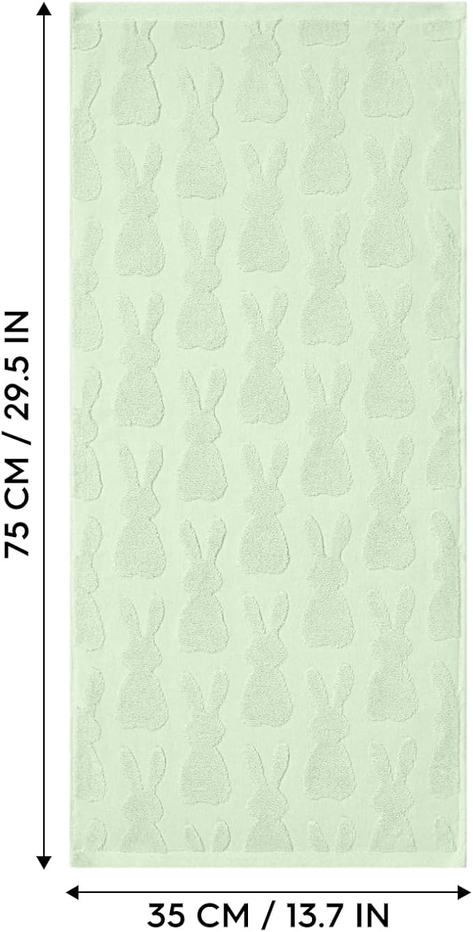 Artoid Mode 2 Pcs Light Green 3D Rabbit Jacquard Easter Hand Towels