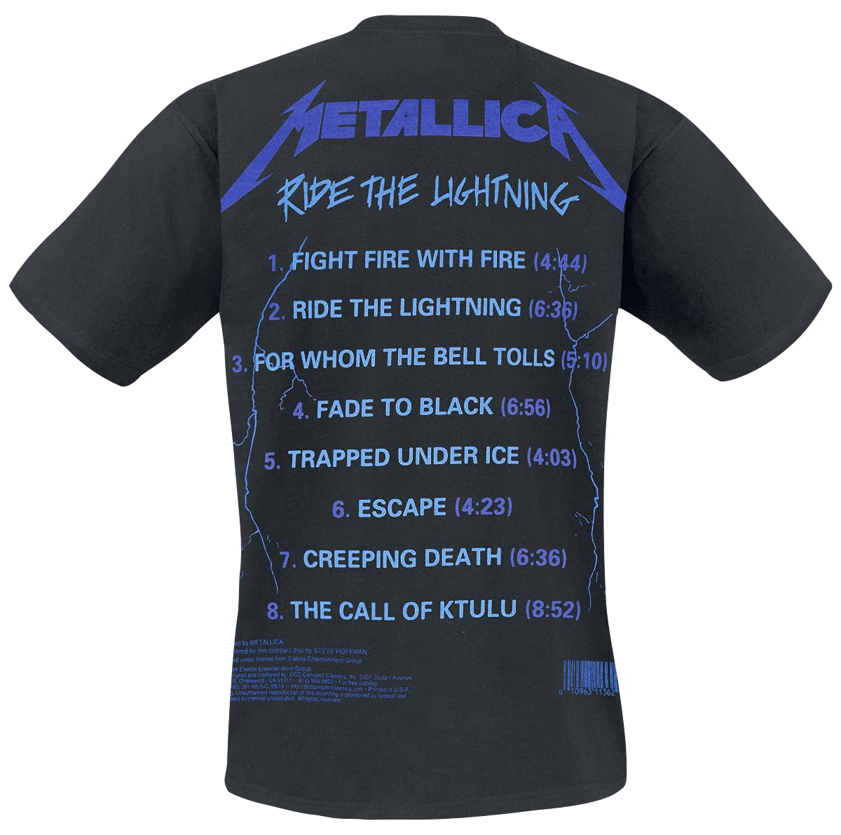 Metallica Men's Ride The Lightning Tracks BL_TS: M T-Shirt, Black (Black Black), Medium (Size:Medium)