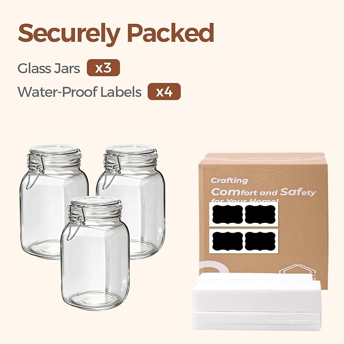ComSaf Airtight Glass Canister Set of 3