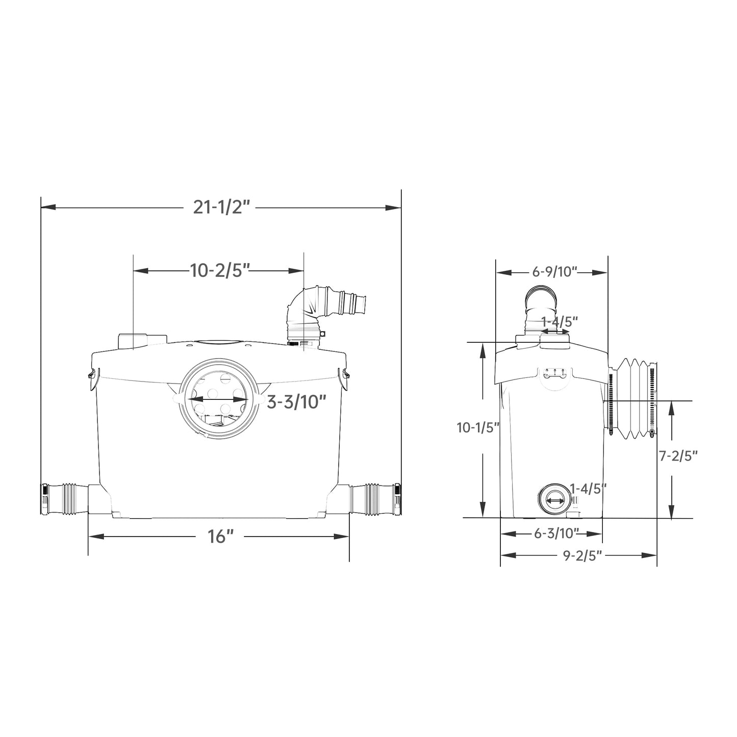 SUPERFLO Upflush Toilet for Basement with 600W Macerating Toilet System & Silent Toilet Pump for Macerator Toliet, Sink & Tub(Include Extension Pipe)