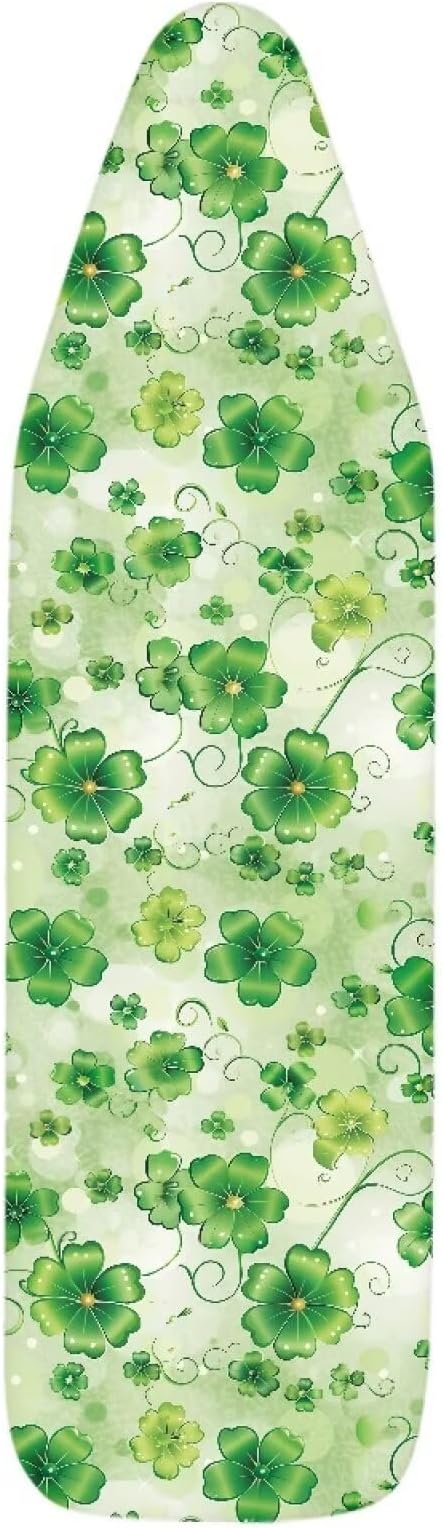 Green Leaves Ironing Board Cover and Pad, Thick Scorch Resistant Padding Heavy