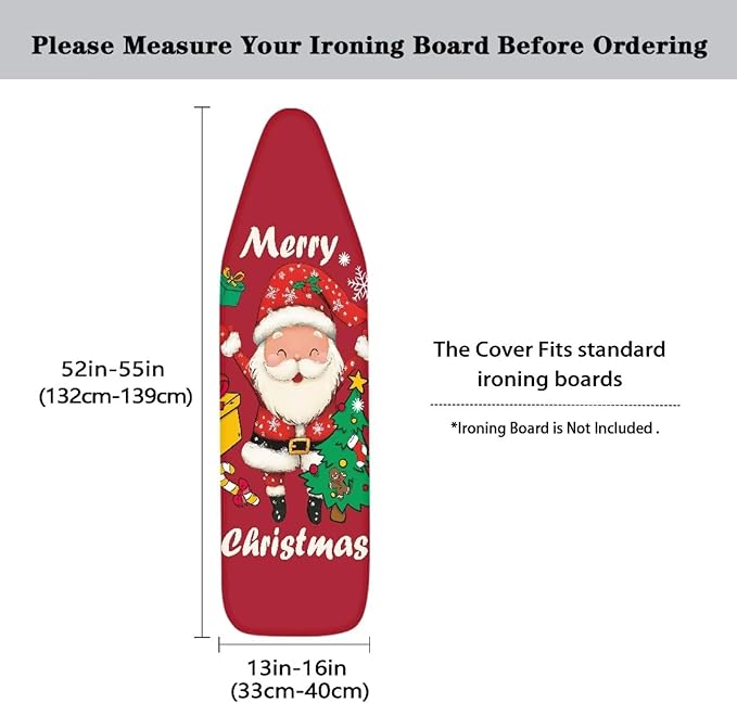 ZDCUSTOM Santa Claus Ironing Board Cover Standard Size 52"x13" Ironing Board