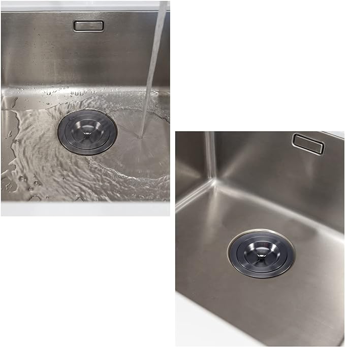 Kitchen Sink Drain 3-1/2 Inch Black Sink Drain Assembly Kit, Removable Deep