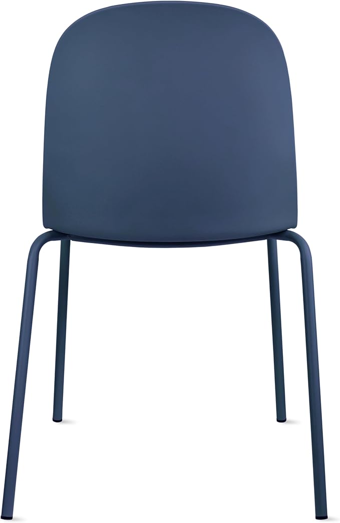 2xhome Parent Modern Stackable Armless Dining Chair | Plastic Shell Seat with Metal Legs | Indoor or Outdoor Use | Home Kitchen Patio (1, Blue, Padded Seat)