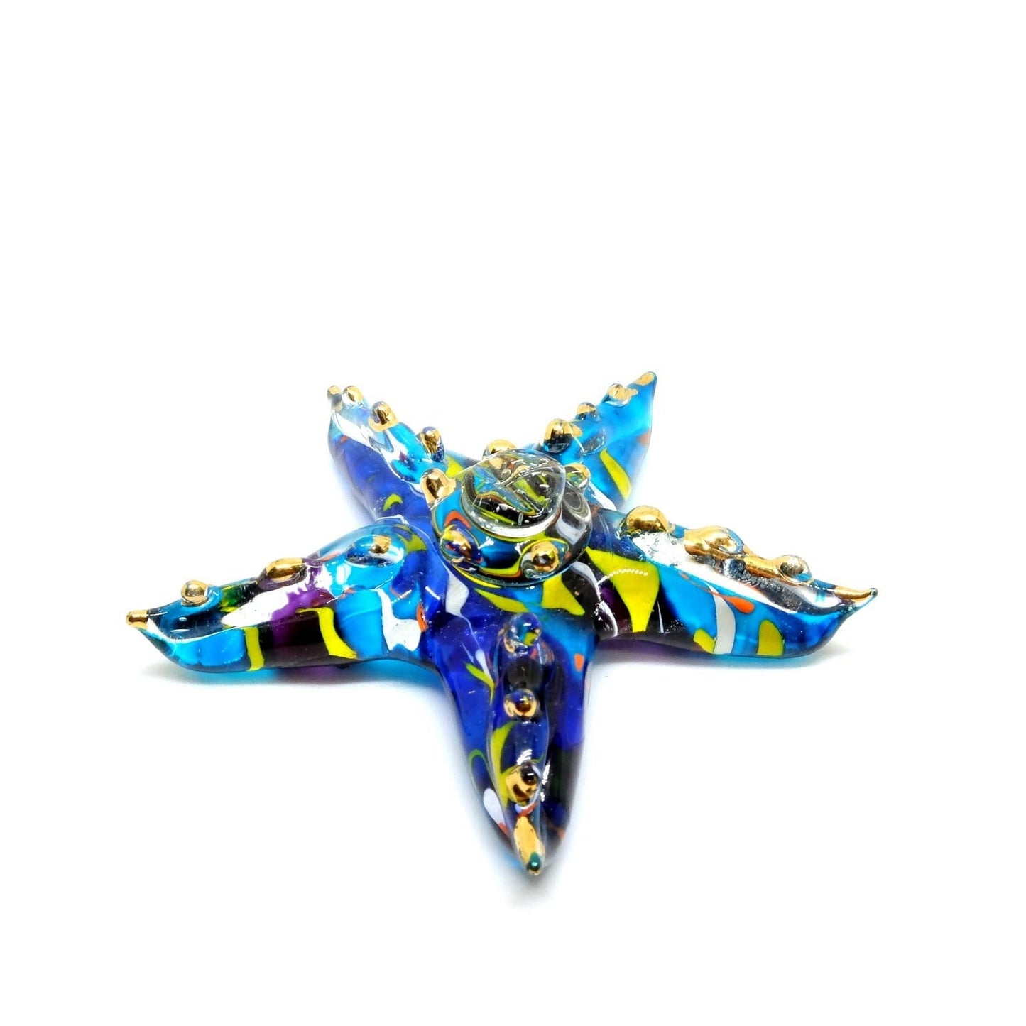 Handmade Mini 2" Blue Starfish Figures Blown Glass Art/Miniature Ocean Animals/Collectible Figurines Gift Ideas/Tiny Ornament Cool Stuff Decor N2 - Model 2022