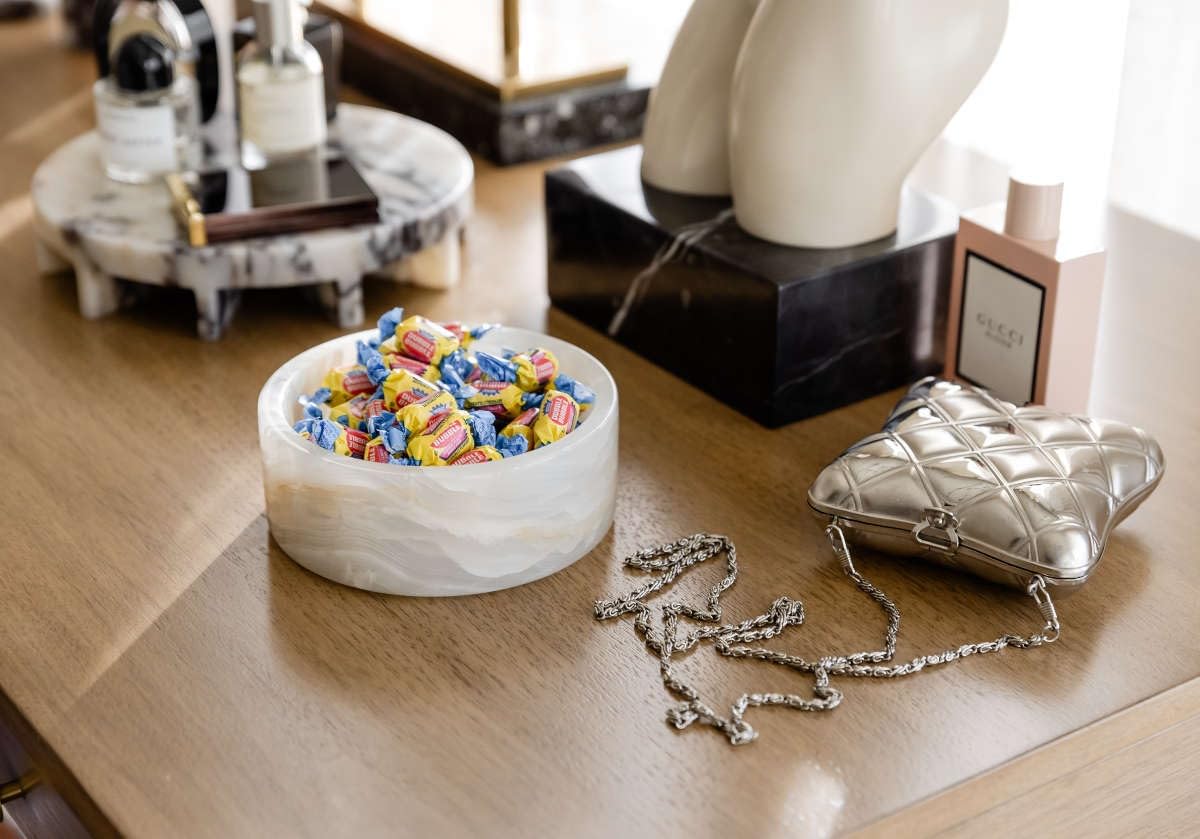 Alice Lane Angelo Bowl | White Onyx Catchall Bowl – Handcrafted Decorative Bowl for Entryway, Vanity, or Coffee Table – Modern Onyx Candy Dish & Trinket Dish