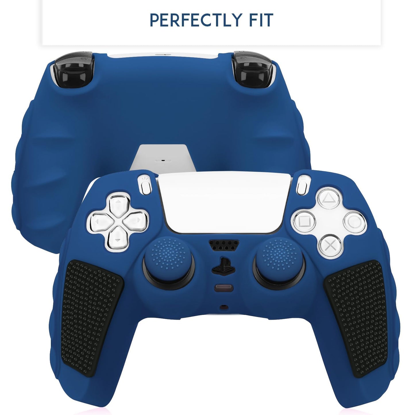 SIKEMAY Anti-Slip PS5 Controller Skin, Soft Thicken Non-Slip Studded Silicone Gel Grip Protective Cover Case for PlayStation 5 Controller Grip, 2 Pack with 8 x Thumb Grip Caps