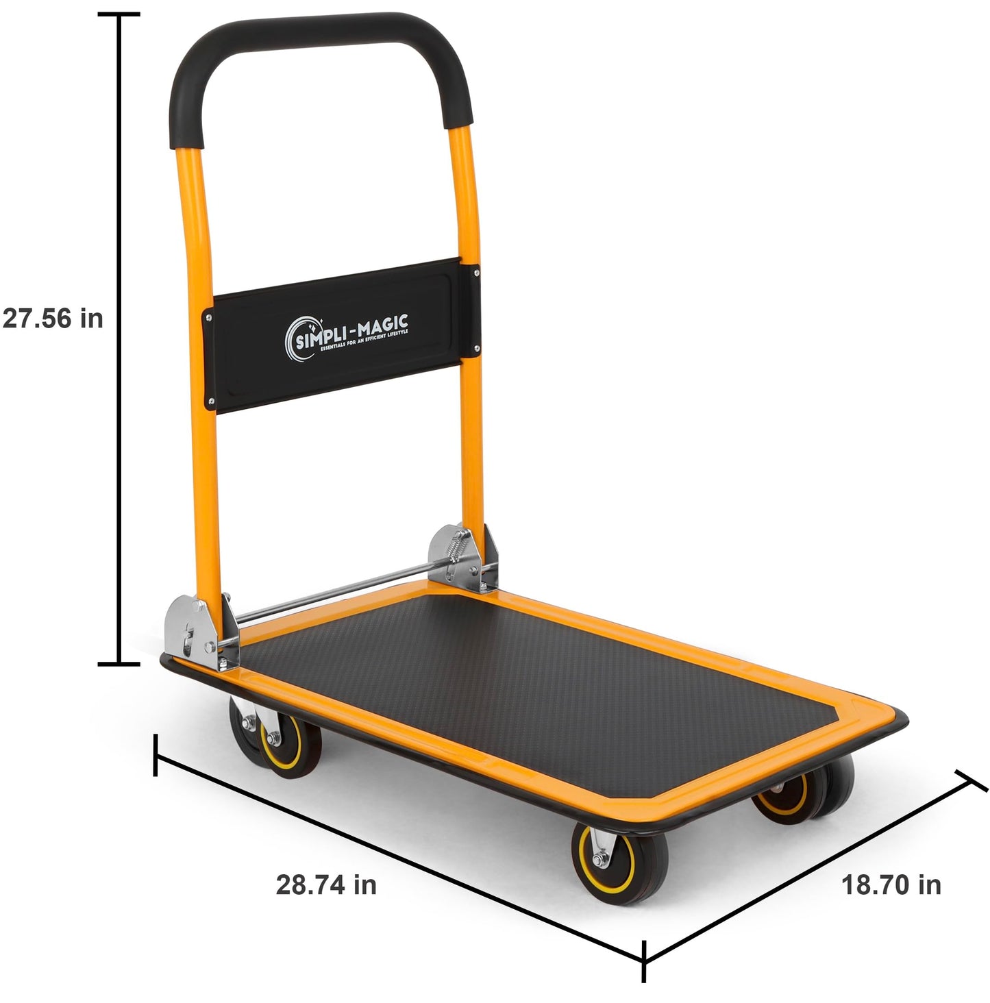 Simpli-Magic Push Cart Dolly, Moving Platform Hand Truck, Foldable for Easy Storage and 360 Degree Swivel Wheels with 350lb Weight Capacity