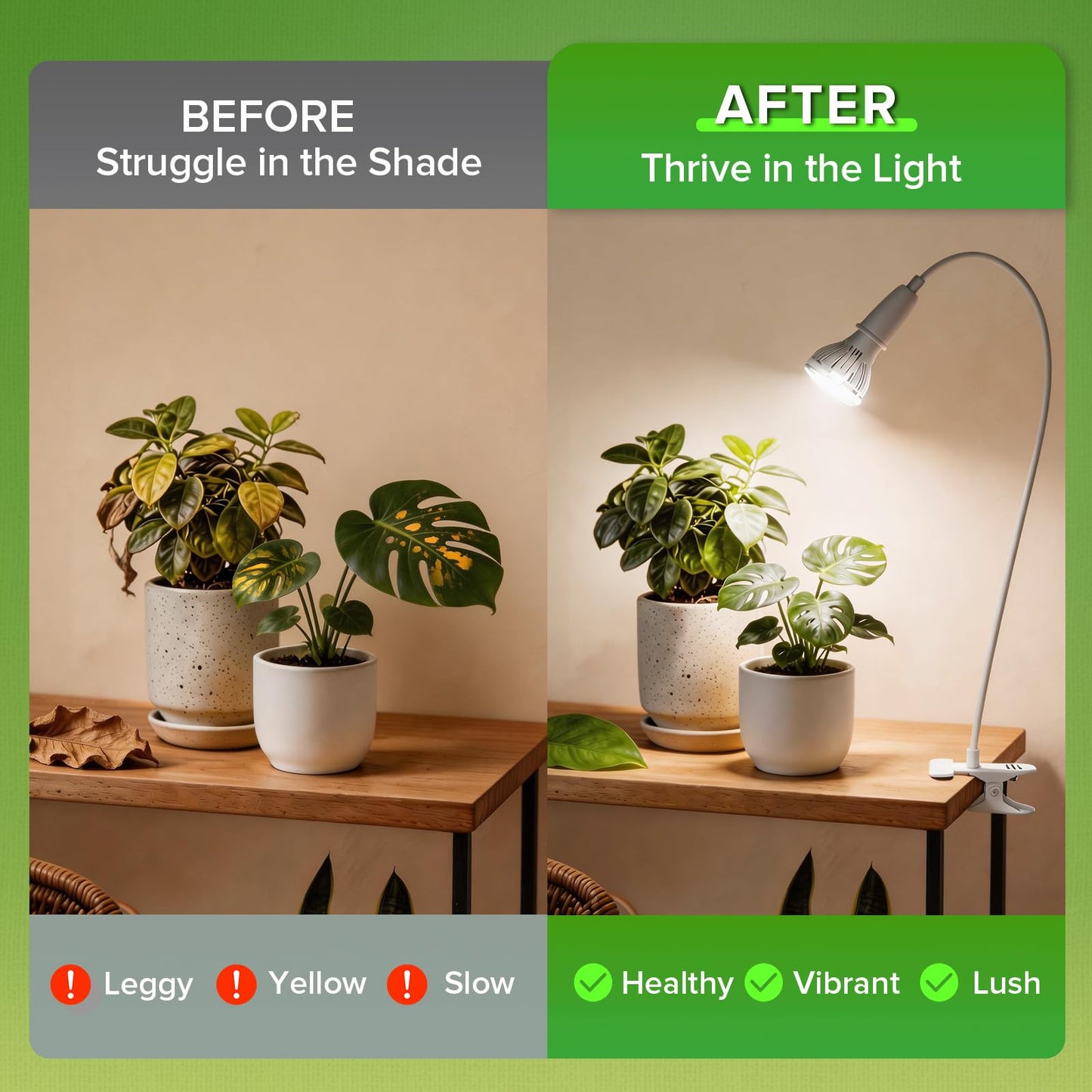 SGLEDs Grow Lights for Indoor Plants, LED 10 W Full Spectrum Bulb Replaceable Plant Light, 150 W Equivalent Clip on Grow Light with Optical Lens for Indoor Growing, Lifetime Free Bulb Replacement