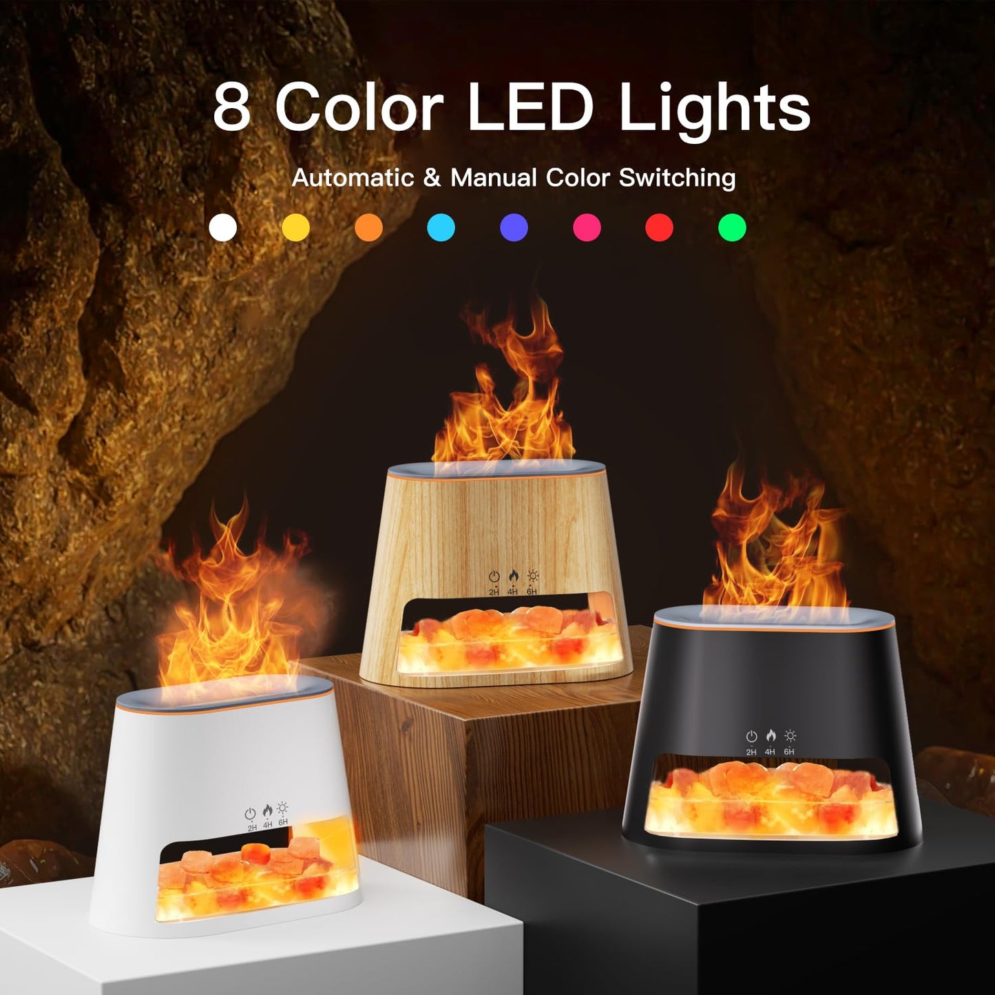 2-in-1 Himalayan Salt Lamp & Ultrasonic Essential Oil Diffuser, Aromatherapy Diffuser Cool Mist Humidifier, Original Salt Therapy Lamp, 100% Pure Himalayan Salt, Ambient Glow, 260ml (White)