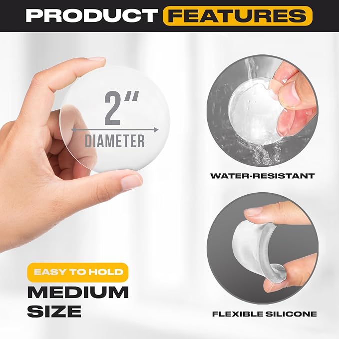 Clear Door Stoppers - Medium 2" (12 Pack) - Door Stoppers for Wall with Strong Back Adhesive - Quiet and Shock Absorbent Silicone Wall Protectors from Door Knobs - Protects Every Surface