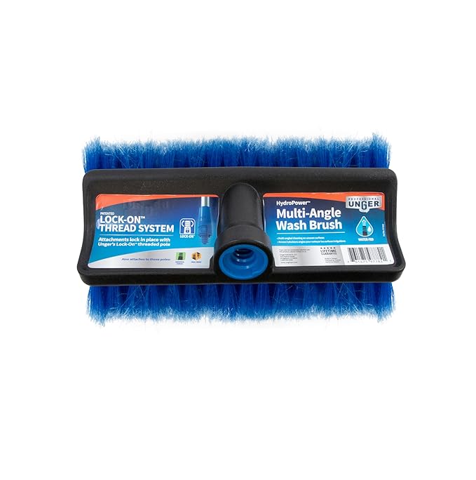 Unger Professional Lock-On HydroPower 10” Bi-Level Soft Wash Brush, Compatible