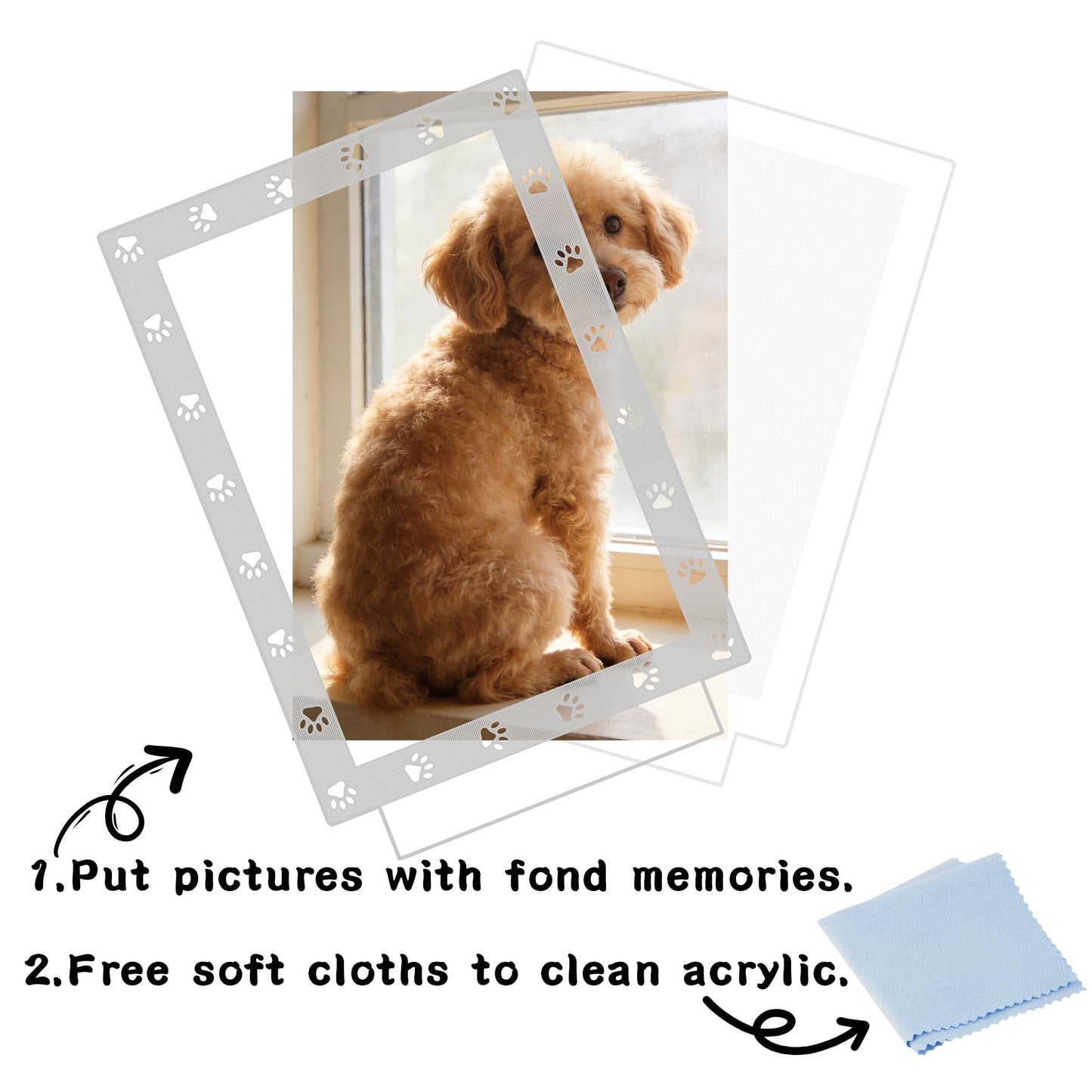 Dog Photo Frame with LED Night Light, Pet Memorial Gifts Light up Picture Frame Paw Prints Design, Personalized Sympathy Gift for Loss of Dog Cat Owner, Home Tabletop Decor for Pet Lovers (4x6 inchs)