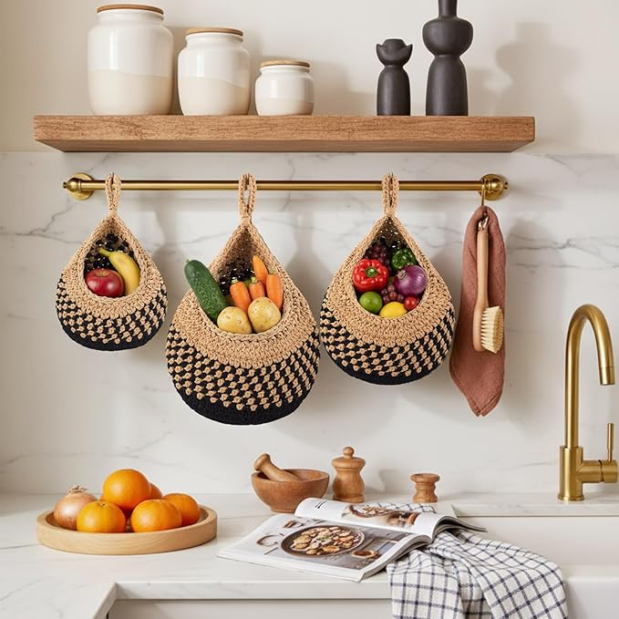 Honeydak Boho Decor Hanging Wall Baskets