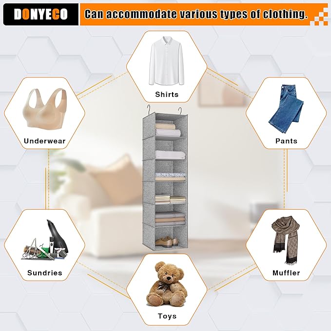 6-Shelf Hanging Storage Closet Organizer, Linen Rv Storage and Organization