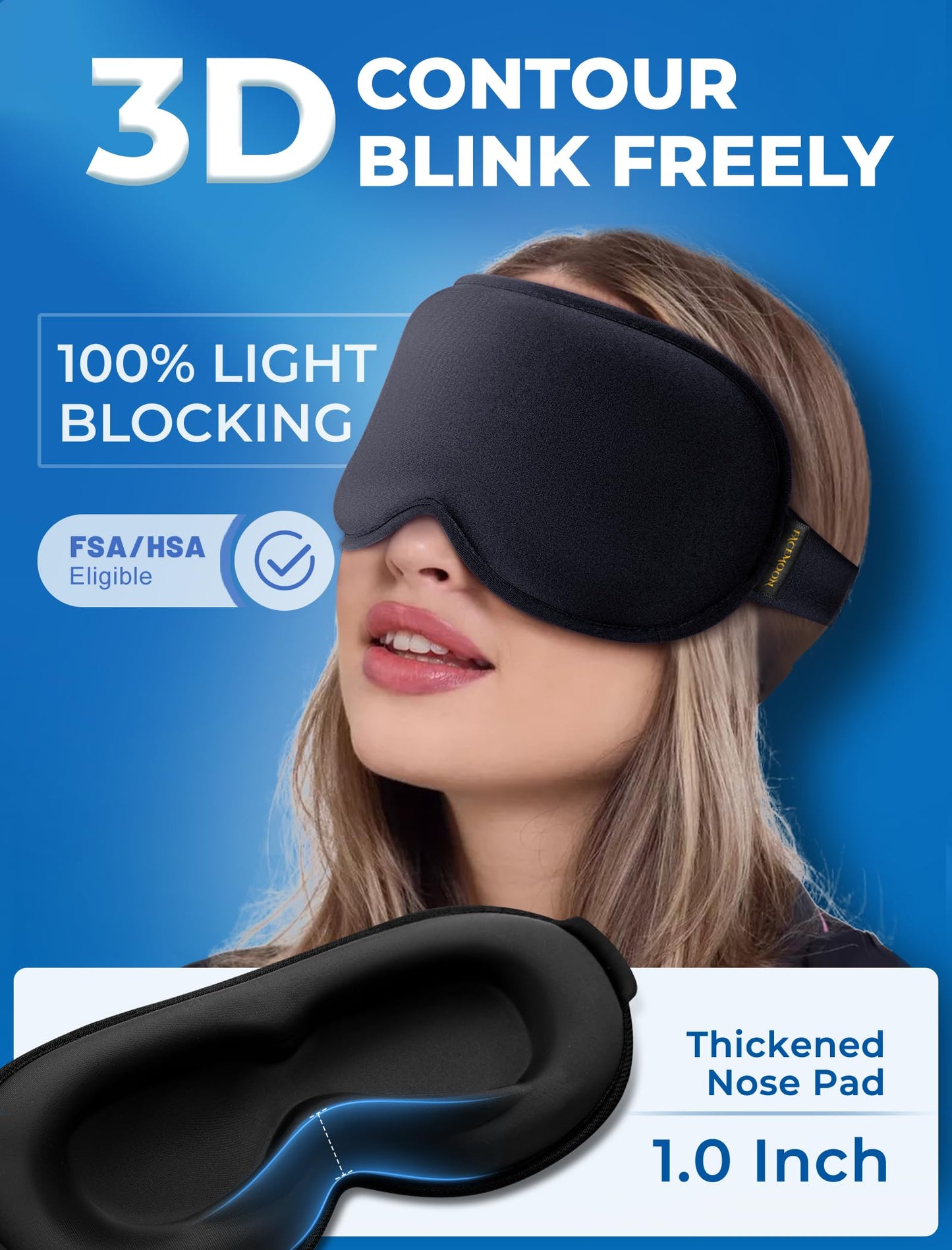 3D Cooling Gel Sleep Mask for Women & Men – 6oz Weighted Eye Mask for Sleeping, 100% Blackout, Ice Cold Gel, Migraine & Headache Relief, Eye Care, Deep Relaxation, Airplane Travel Essentials, Gift