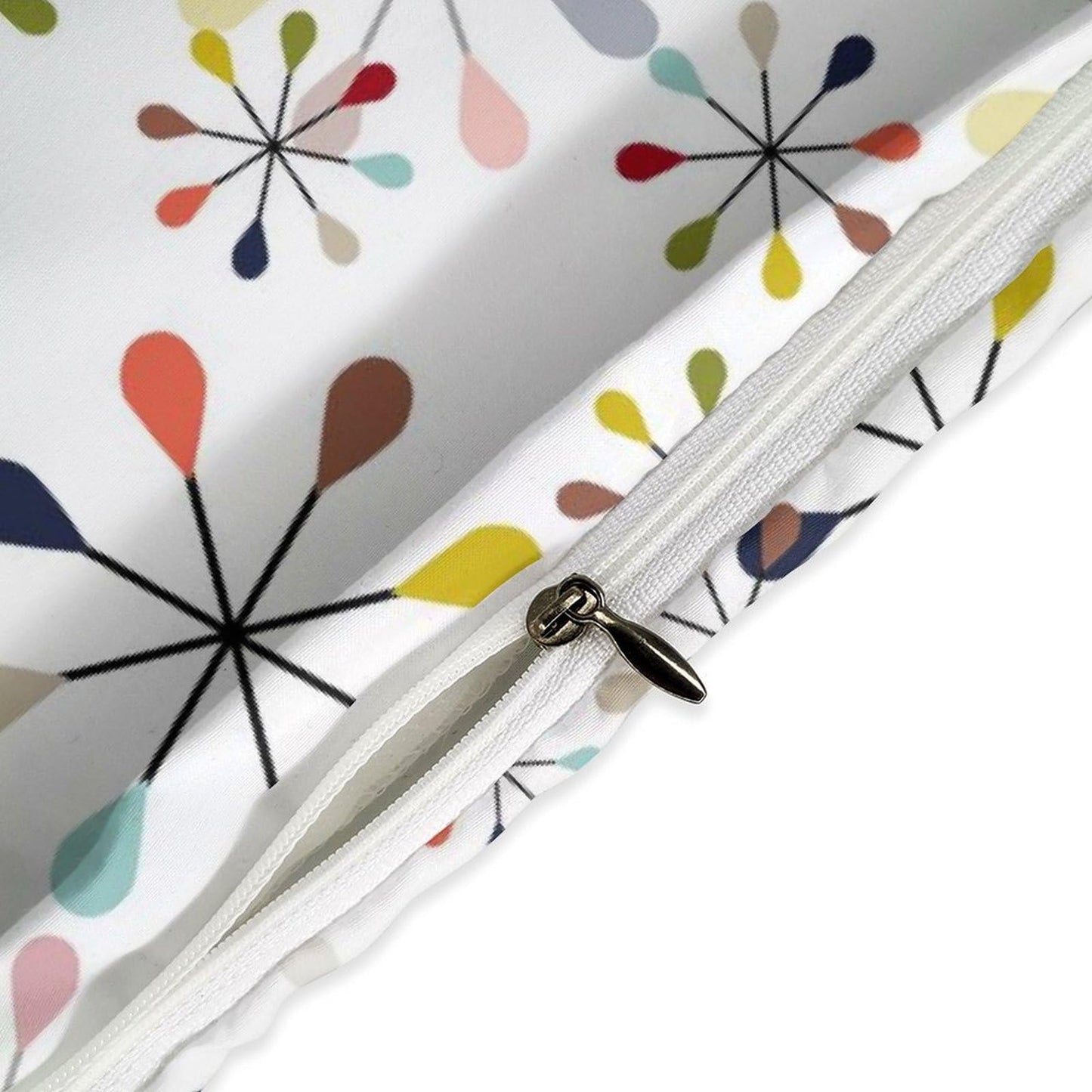 Lnepty Mid Century Bedding Set,Modern Geometric Atomic Abstract Iconic Pattern 1950s 1960s Retro Style Comforter Set with Pillowcase for Bedroom Bed Decor,Twin 86"x70"