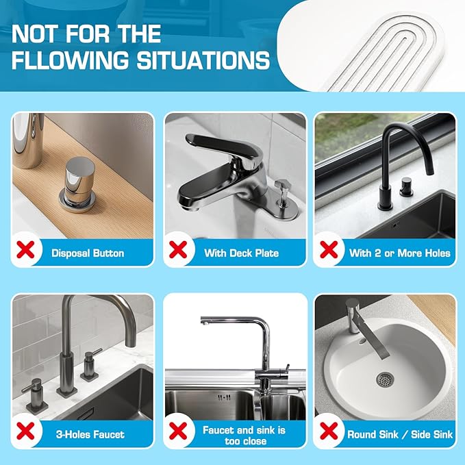 White Diatomite Faucet Mat, Fast-Drying Stone Sink Tray&Splash Guard