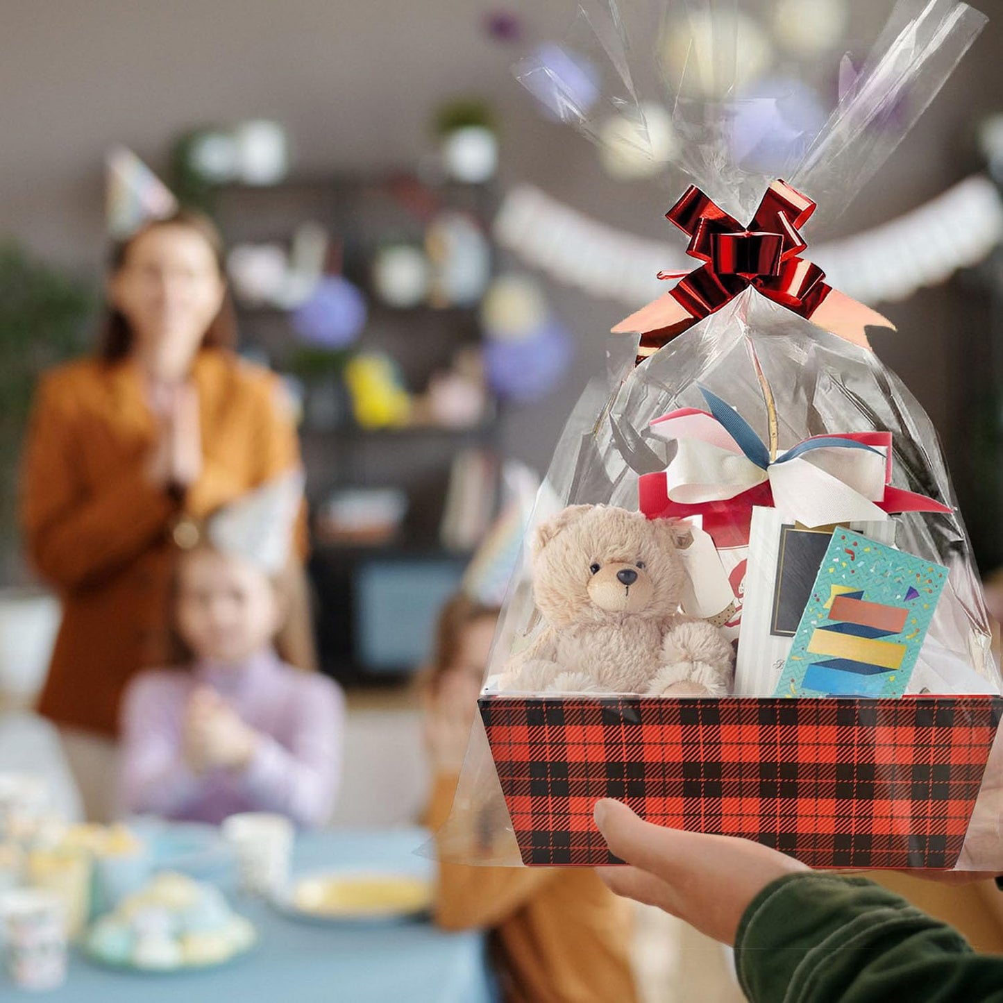 Basket For Gifts Empty, 5 PCS Sturdy Diy Bulk Gift Basket Kraft Market Tray Cardboard Basket With Handles, Gift Baskets Kit Supplies Wrap To Fill For Valentines Christmas Weddings Anniversaries