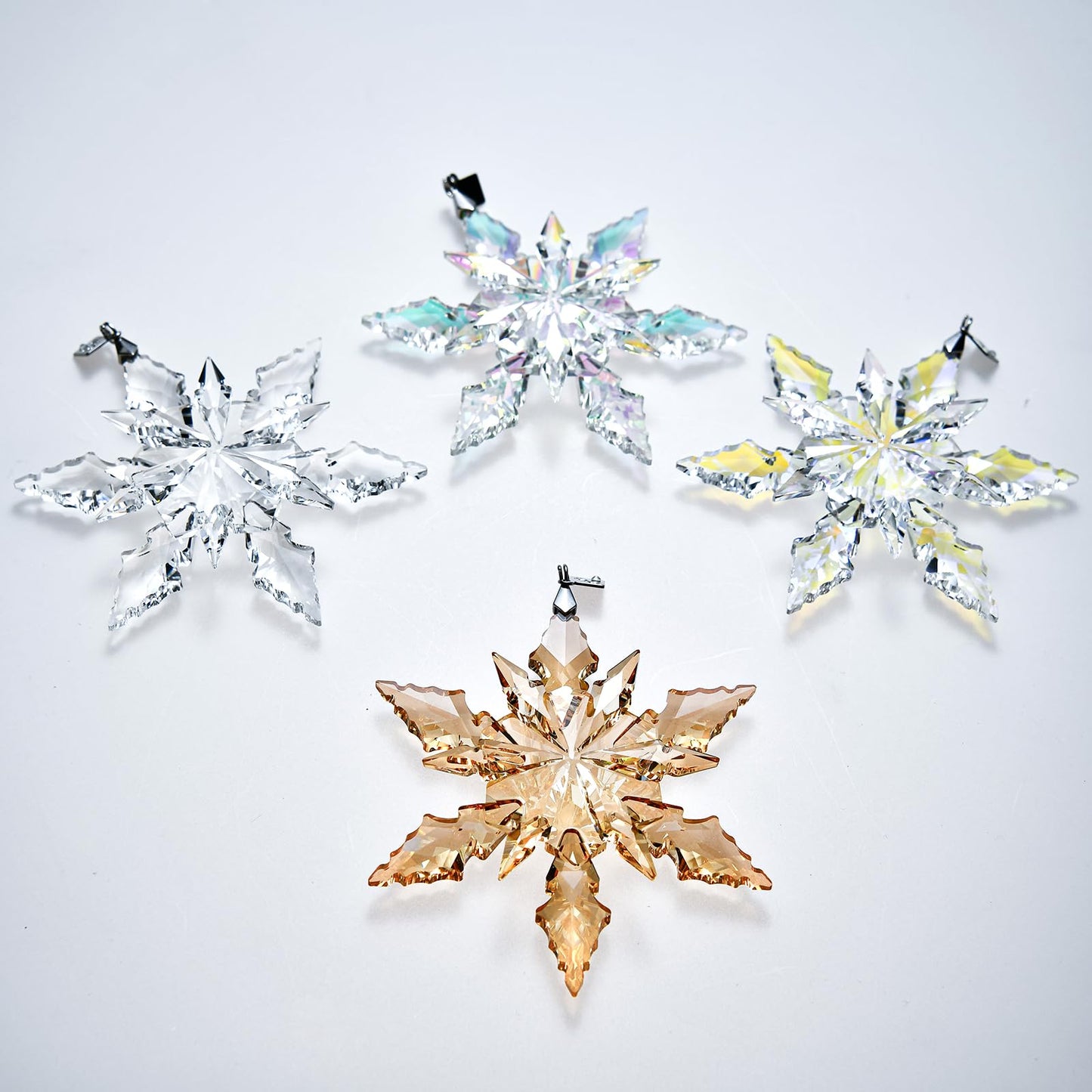 2025 Edition Crystal Snowflake Ornament Christmas Tree Ornament Home Decor Gift (2025-Transparent)