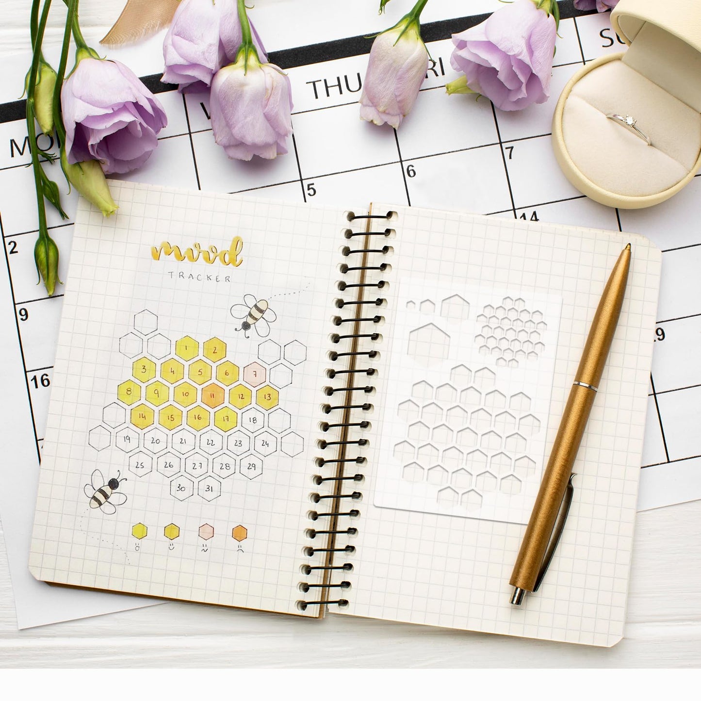 16 Pieces Journal Stencils for Dotted Journals Supplies, Happy Planner Stencils for Journaling DIY Drawing Templates Accessories Kit for Notebook Cards Scrapbook (16 Journal)