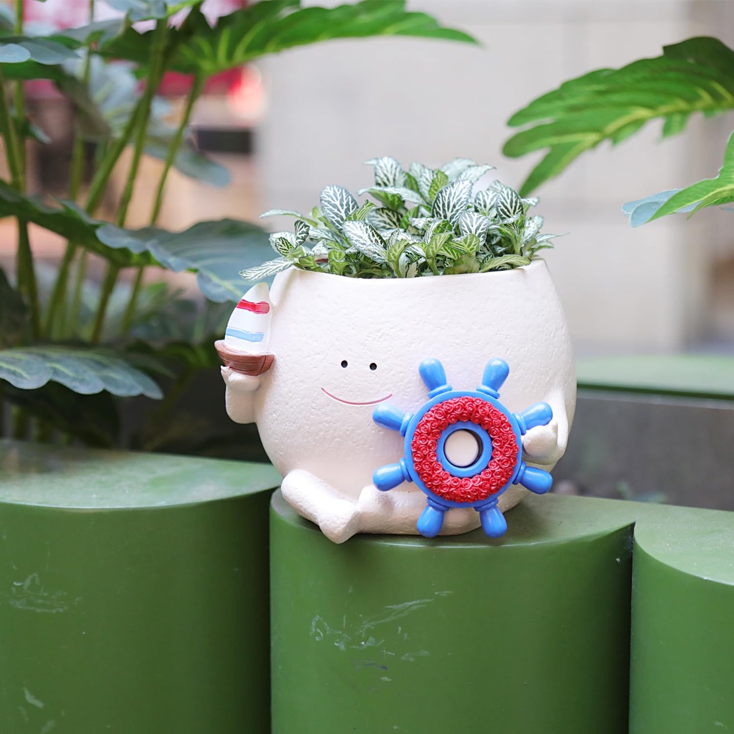 NINIPAPA Face Planter Pot Cute Smiley Head Plant Pot for String of Pearls Plants Funny Flower Pots with Drainage Hole for Indoor Live Succulent Plants, IdeaI Gifts for Mother's Day Birthday