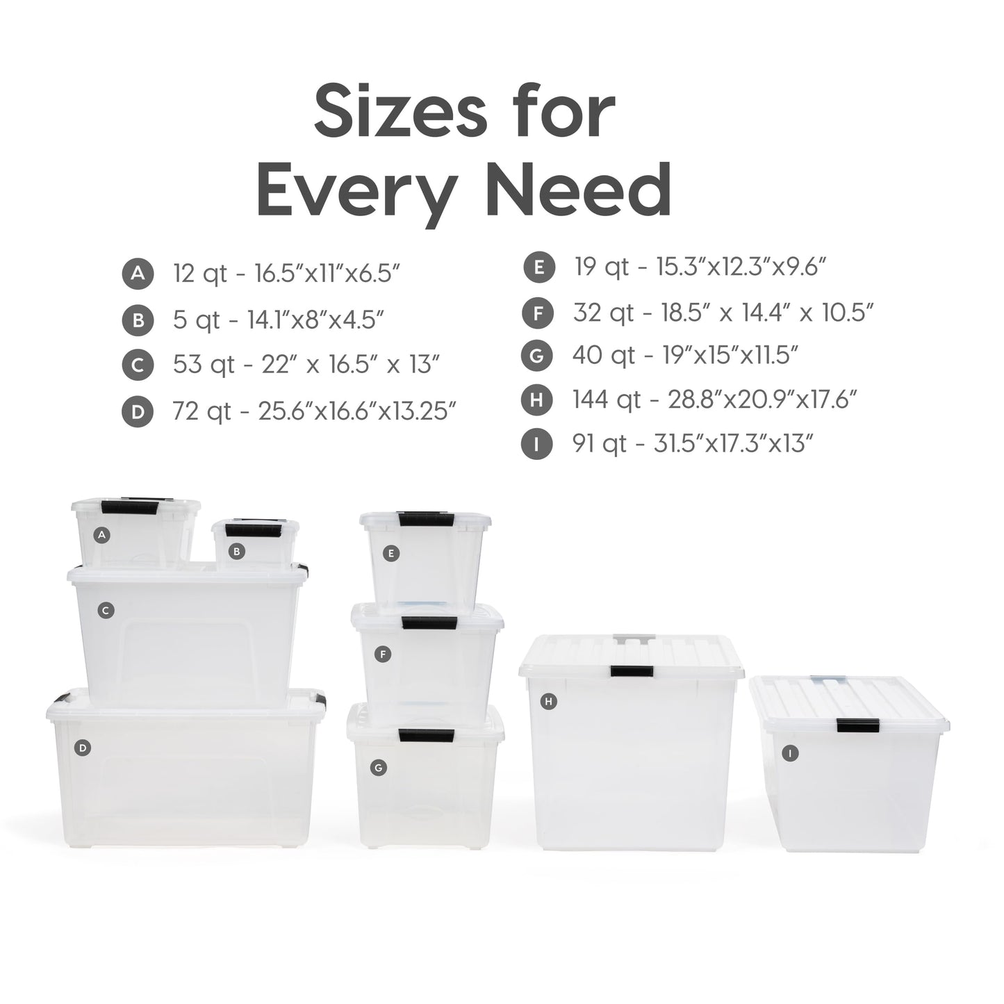 IRIS USA 54 Qt Stackable Plastic Storage Bins with Lids, 6 Pack - BPA-Free, Made in USA - See-Through Organizing Solution, Latches, Durable Nestable Containers, Secure Pull Handle - Clear