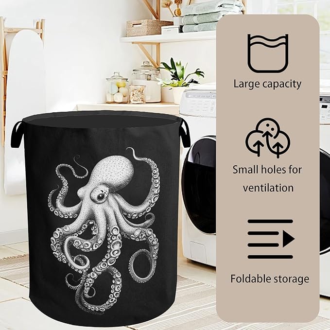 Black Octopus Laundry Basket