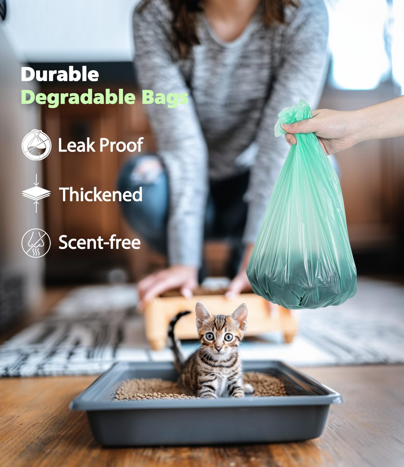200 Counts AYOTEE Mini Trash Bags,1.2 Gallon Small Compostable Trash Bags,Strong Unscented Compost Bags, Fit 4.5-5 Liter Trash Can,1-1.5 Gallon