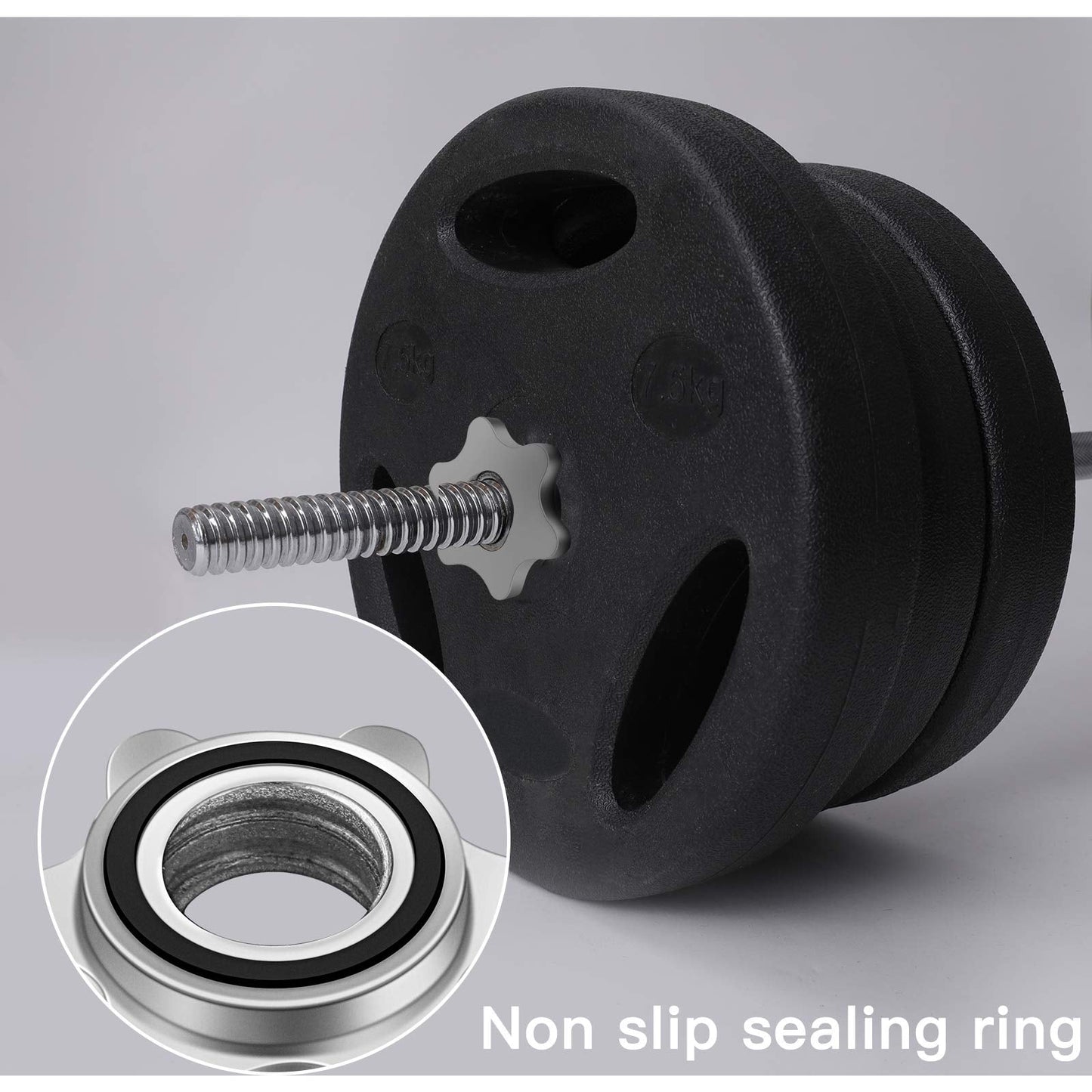 Lamoutor 2Pcs Anti-Slip Hex Nut 25mm Collar Screw for Barbell Dumbbell Weight Lifting (Silver 2pcs)