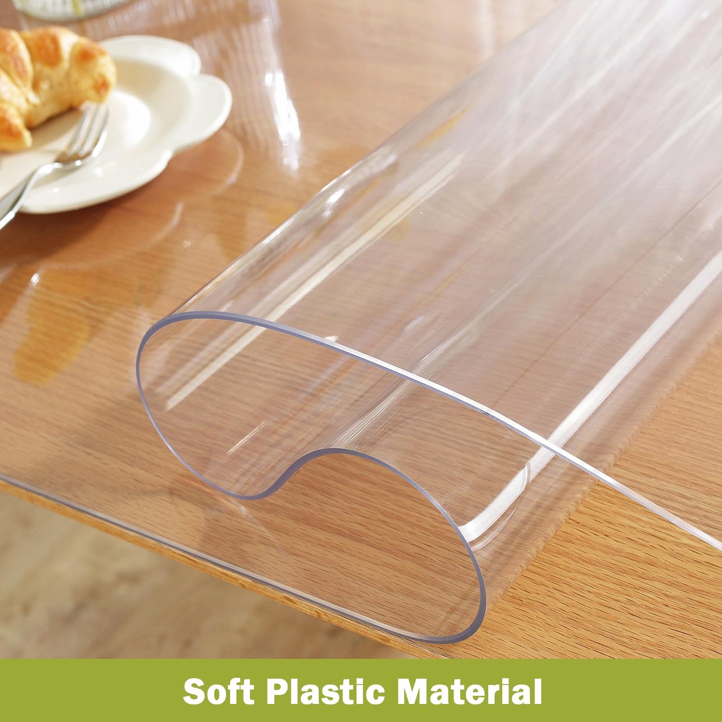 Clear Table Protector 36 x 60 Inch, 1.5mm Thick Plastic Table Cover, Waterproof PVC Clear Table Cover Protector, Desk Mat Writing Desk Pad for Desktop, Coffee & Dining Room Tabletop