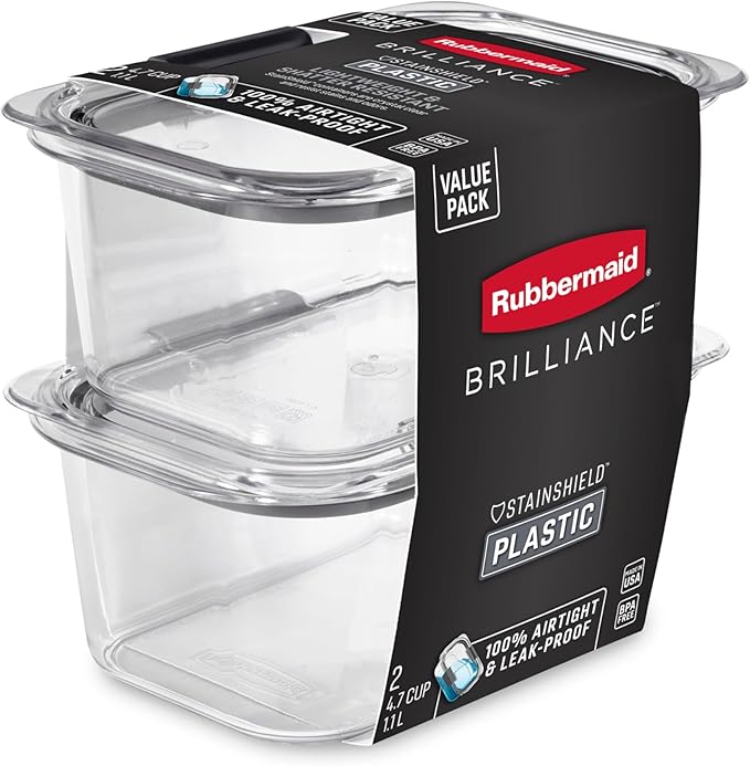 Rubbermaid Brilliance BPA-Free Food Storage Containers, Medium Deep, 4.7 Cup