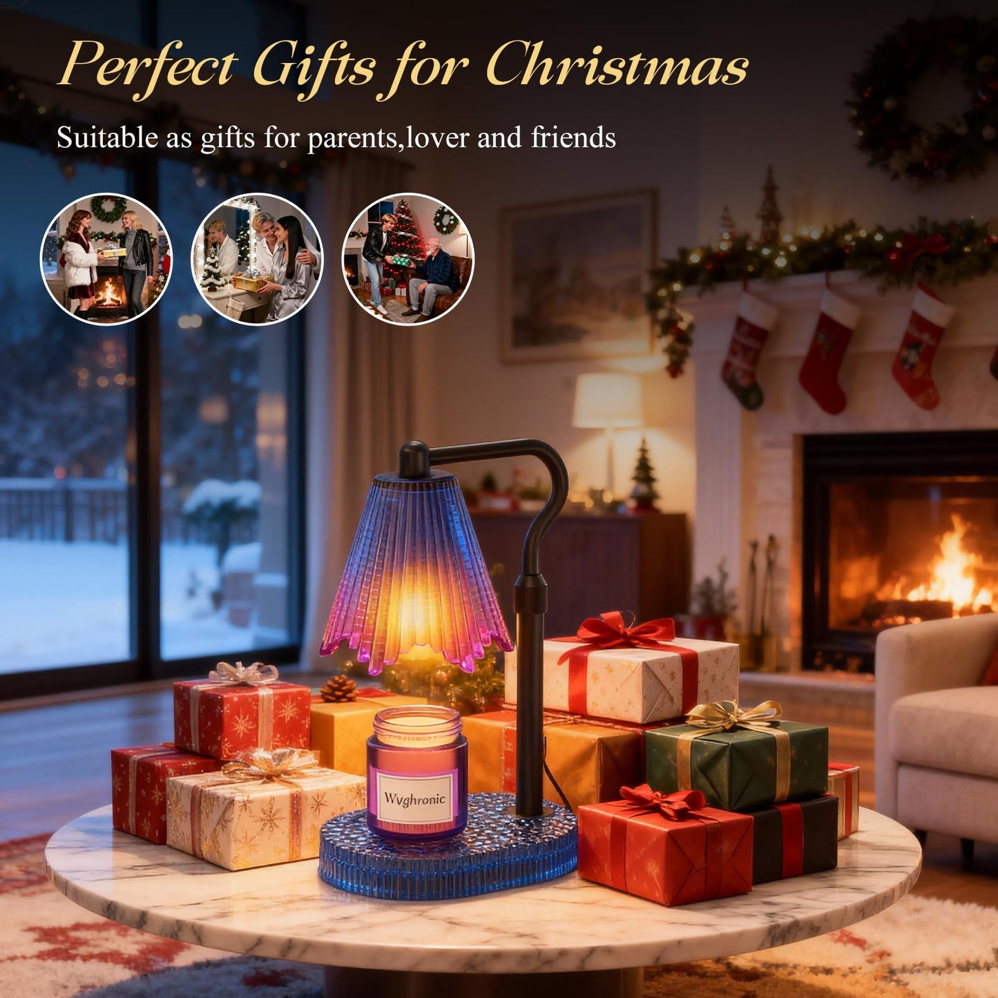 WYghyronic Candle Warmer Lamp with Timer & Dimmable 4-Level Brightness - Adjustable Height,for New Home Bedroom, Gifts for Women(Blue)