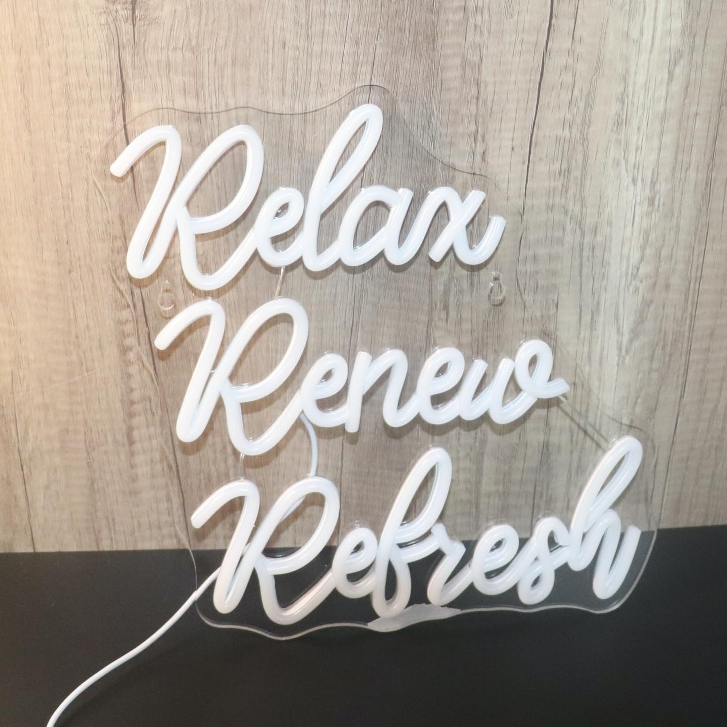Relax Renew Refresh Neon Sign Led Dimmable Neon Lights for Bar Room Home Art Wall Decor Party Window Living Room Decor Christmas' Birthday Gift (Warm white)