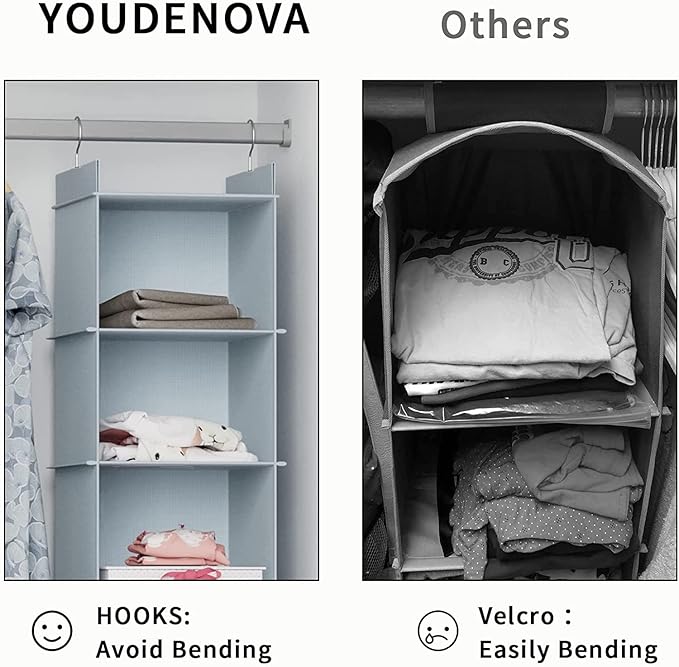 YOUDENOVA Hanging Closet Organizer, 6-Shelf Closet Hanging Shelves