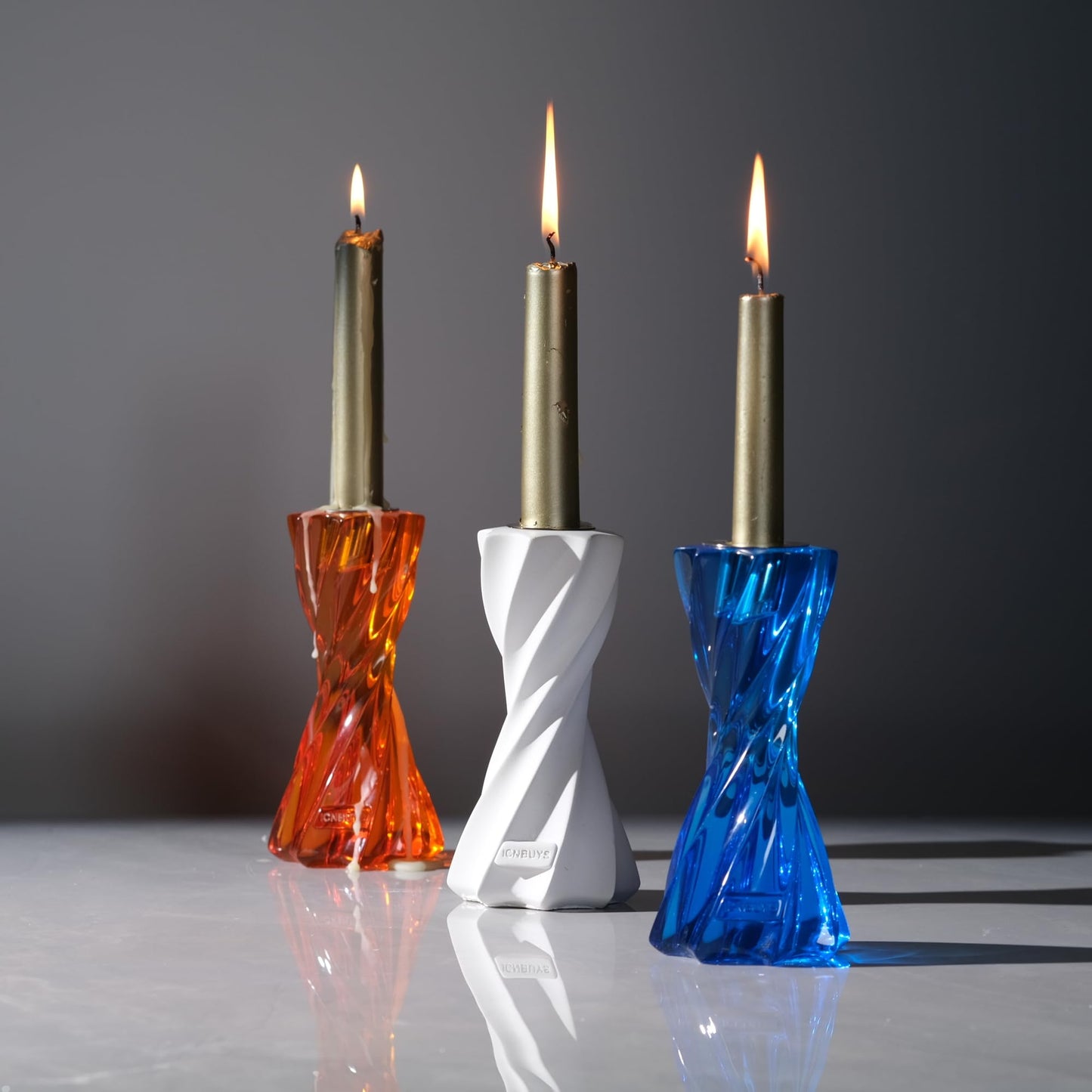 ICNBUYS Twizzle Twist Candle Holder, Decorative Candle Holder for Table Display, Romantic Decoration, Unique Home Décor Aesthetic, Housewarming Gift, Sculpture Candle Stand Height 5.7 inches - Cement