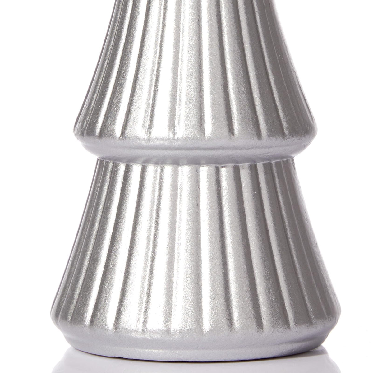 WONDROUS' DECO Wooden Christmas Tree Figurine, Tabletop Silver Tree Figurine, Set of 2 Desk Centerpieces for Christmas Decor